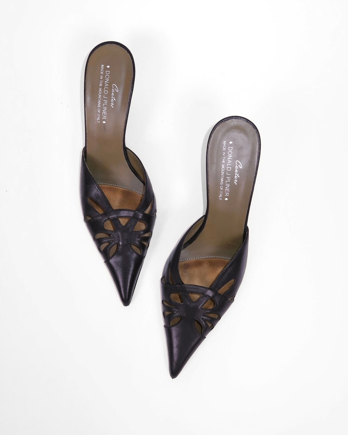 Vintage Donald J Pliner cut-out mules, alternate view