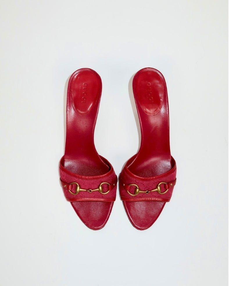 Vintage Gucci Tom Ford GG monogram horsebit heels