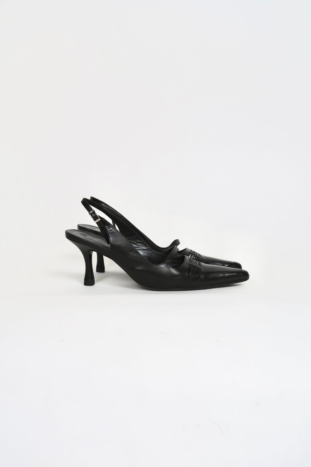 Vintage Stephané Kelian leather slingback heels, alternate view