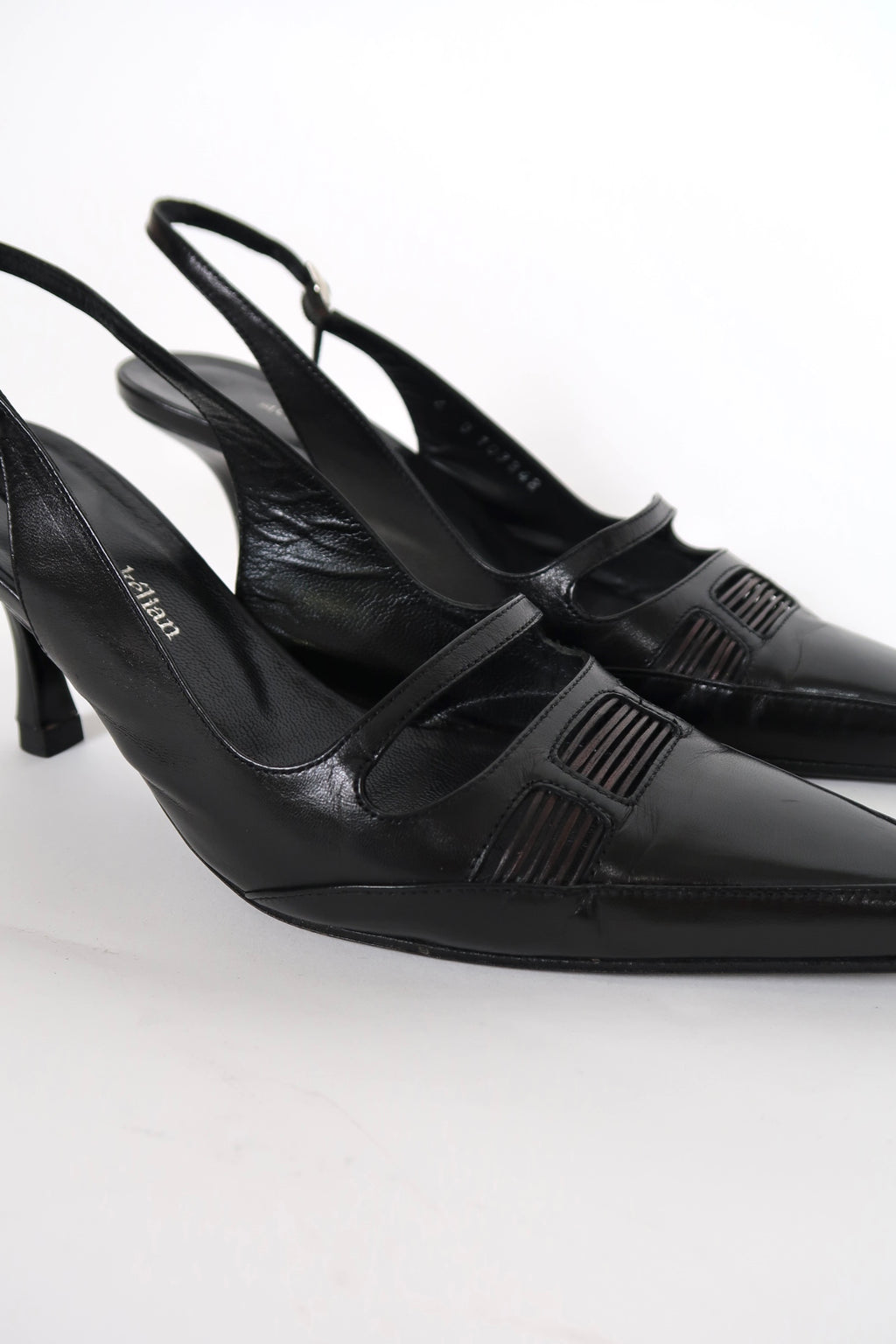 Vintage Stephané Kelian leather slingback heels, alternate view