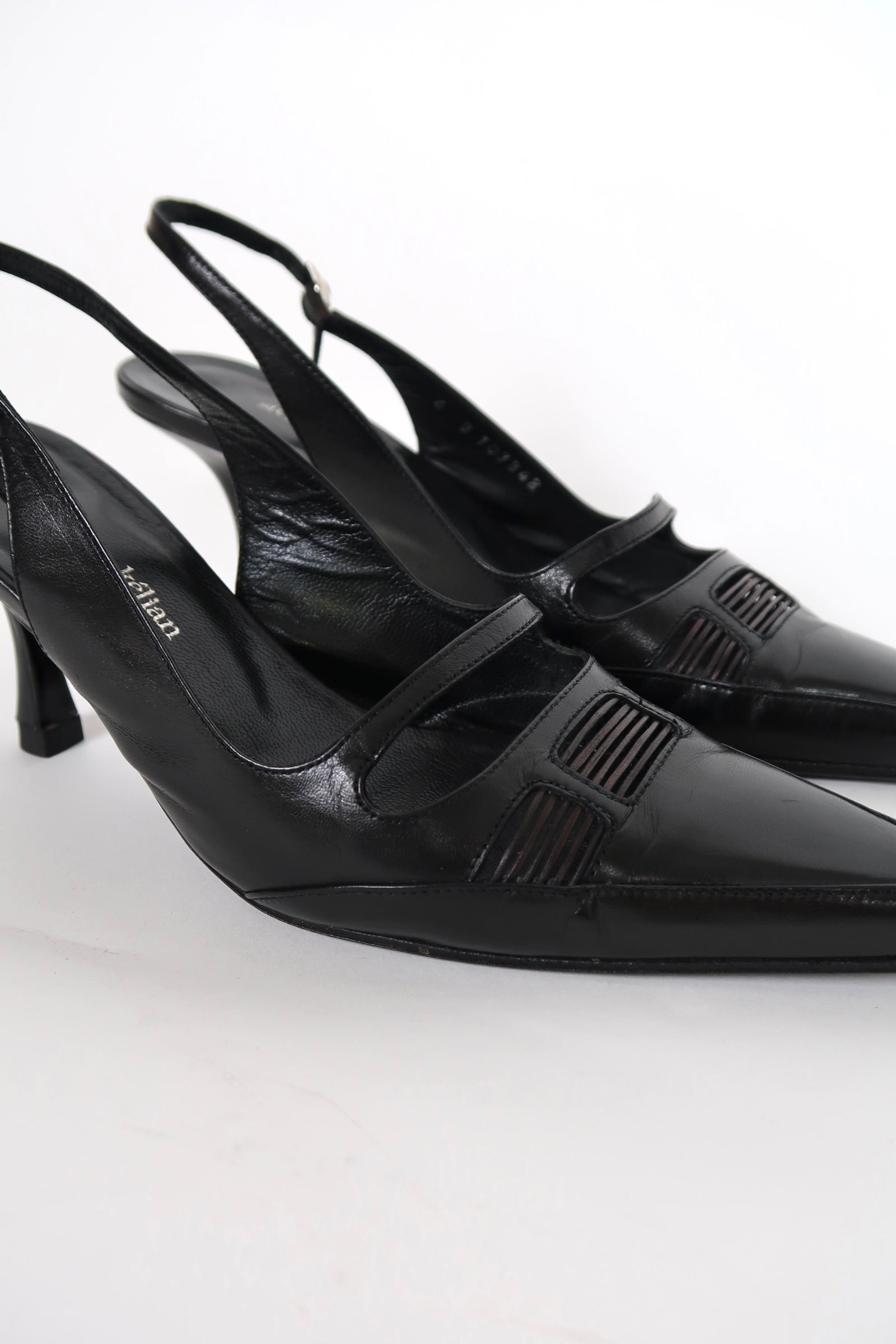 Vintage Stephané Kelian leather slingback heels, alternate view