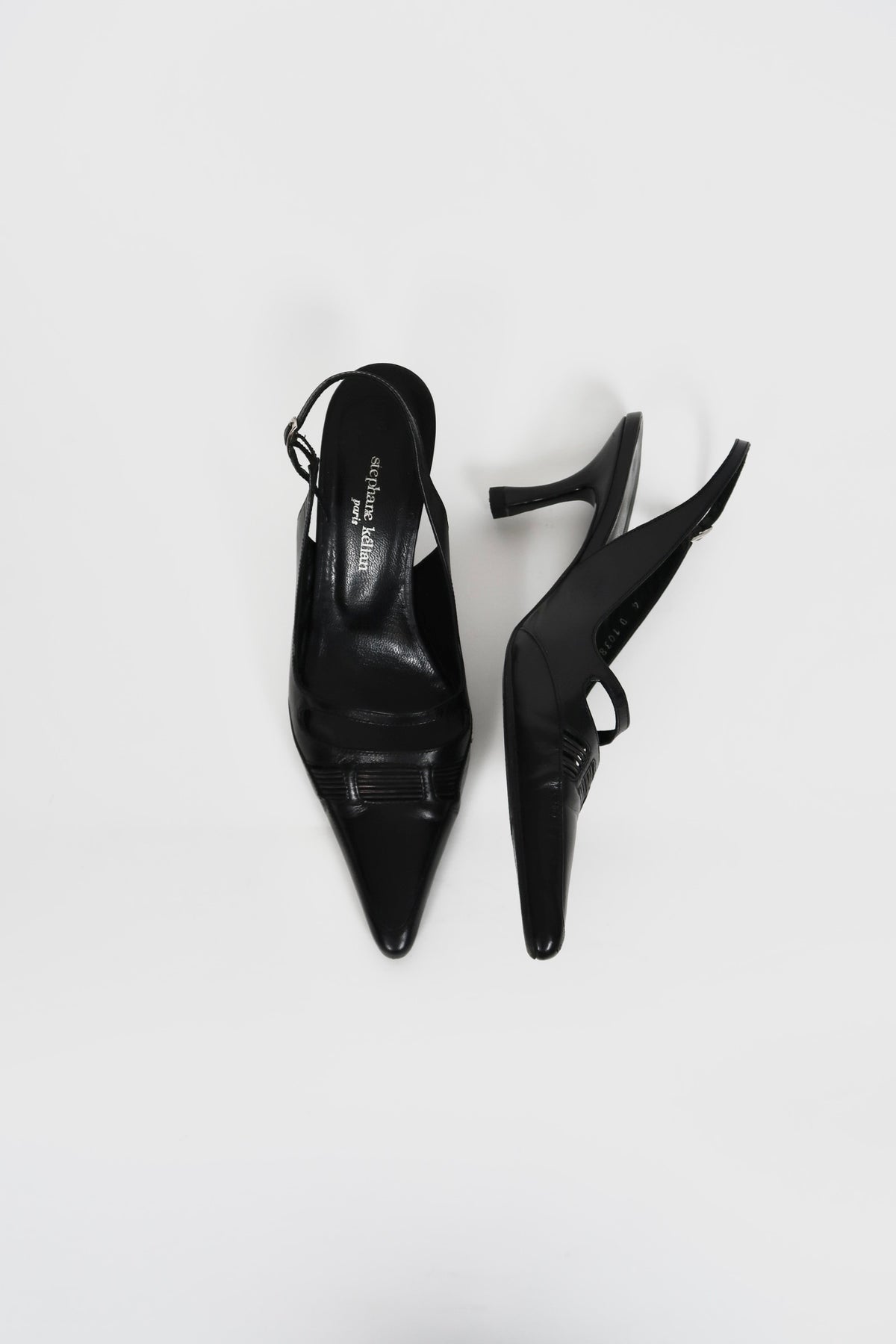 Vintage Stephané Kelian leather slingback heels, alternate view