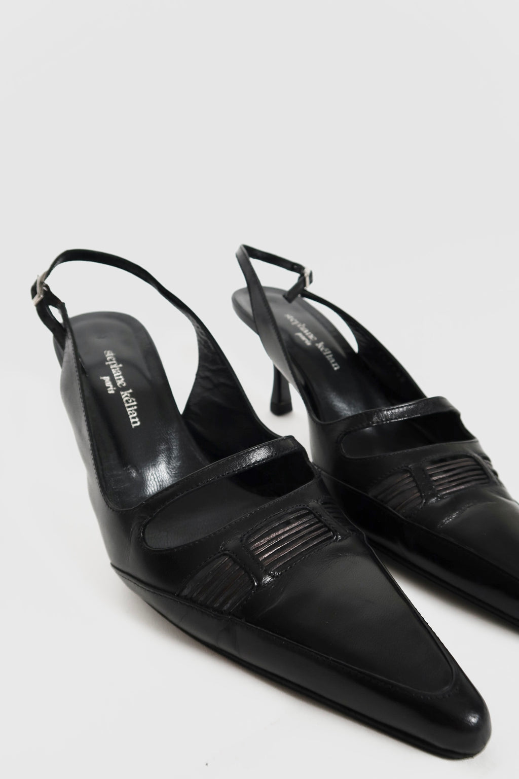 Vintage Stephané Kelian leather slingback heels, alternate view