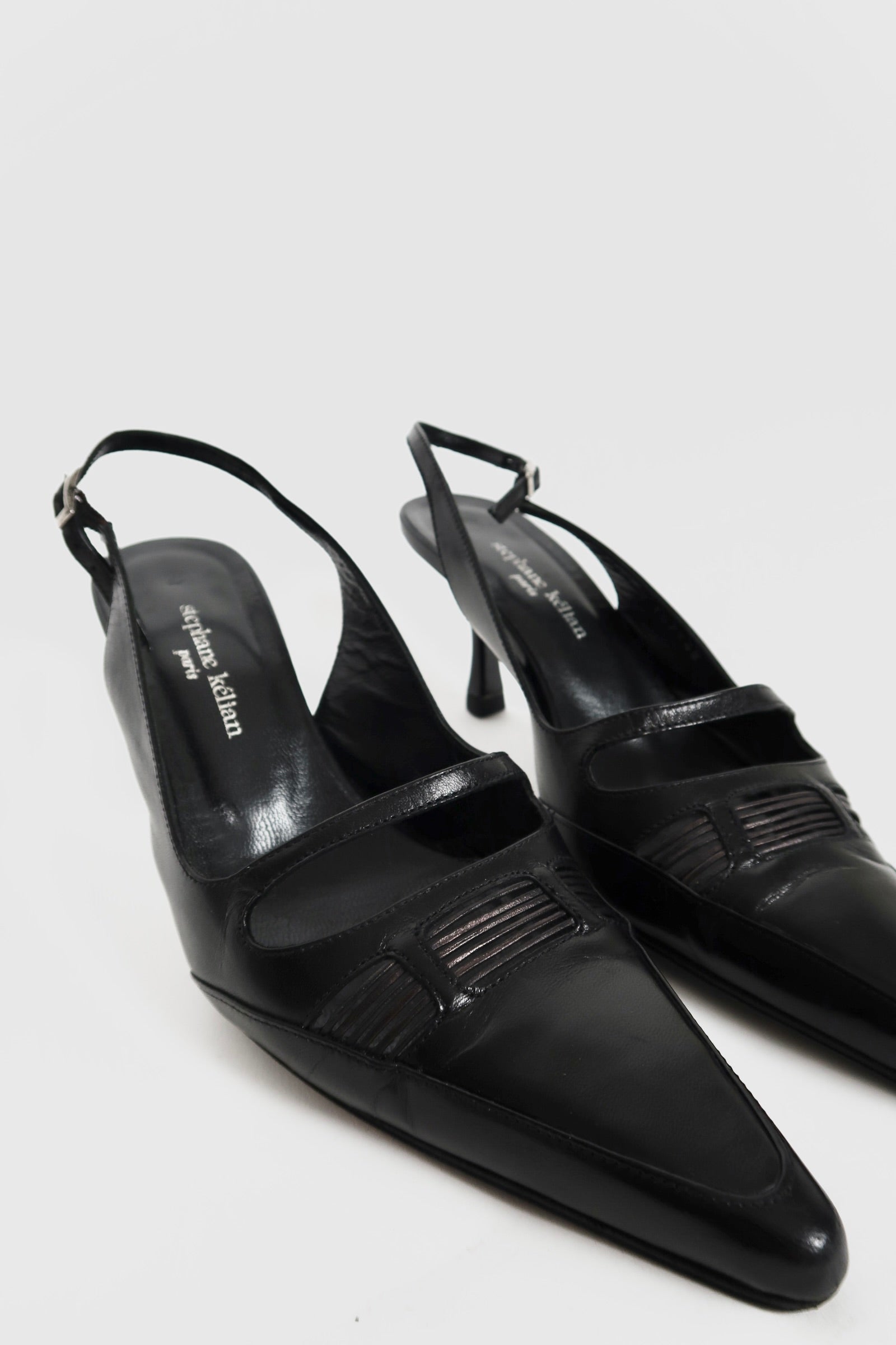 Vintage Stephané Kelian leather slingback heels, alternate view