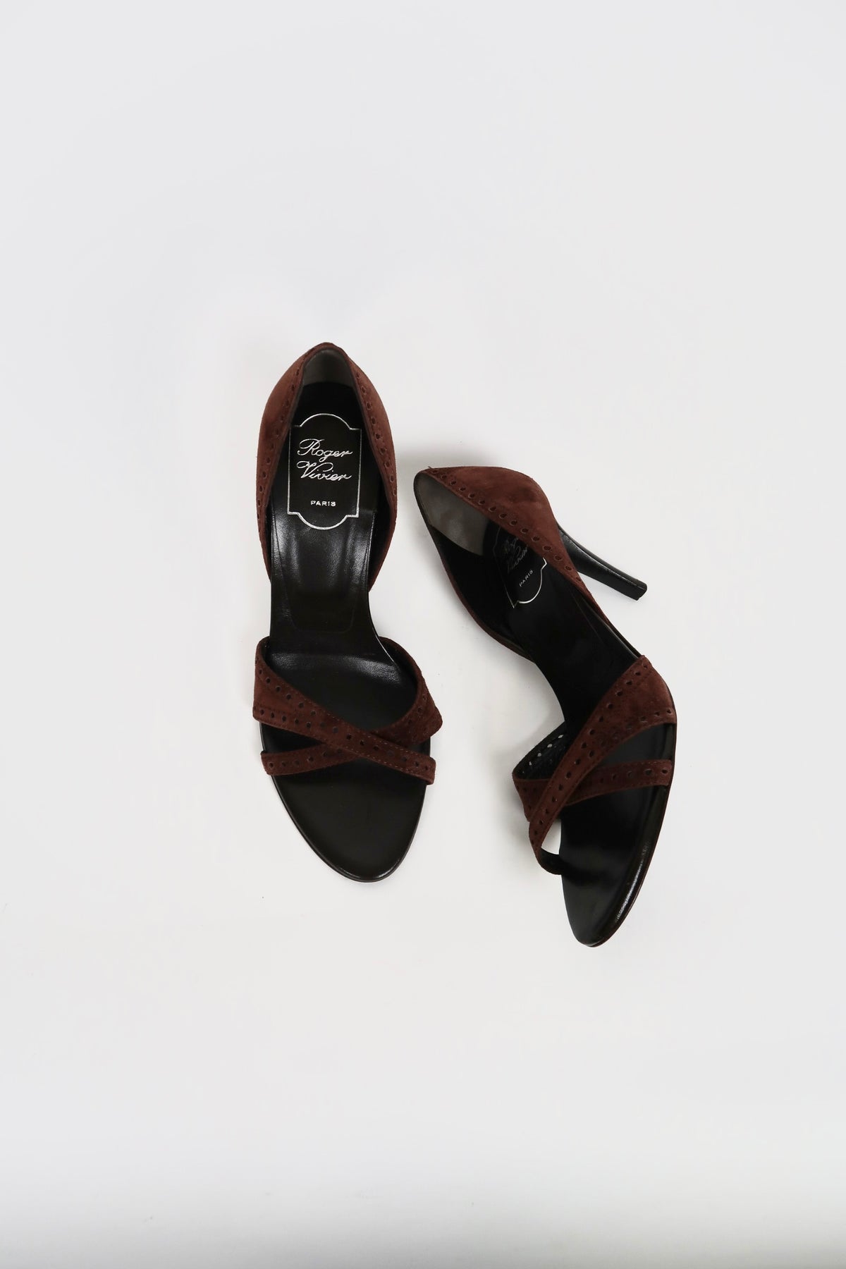 Vintage Roger Vivier suede strappy sandals, alternate view