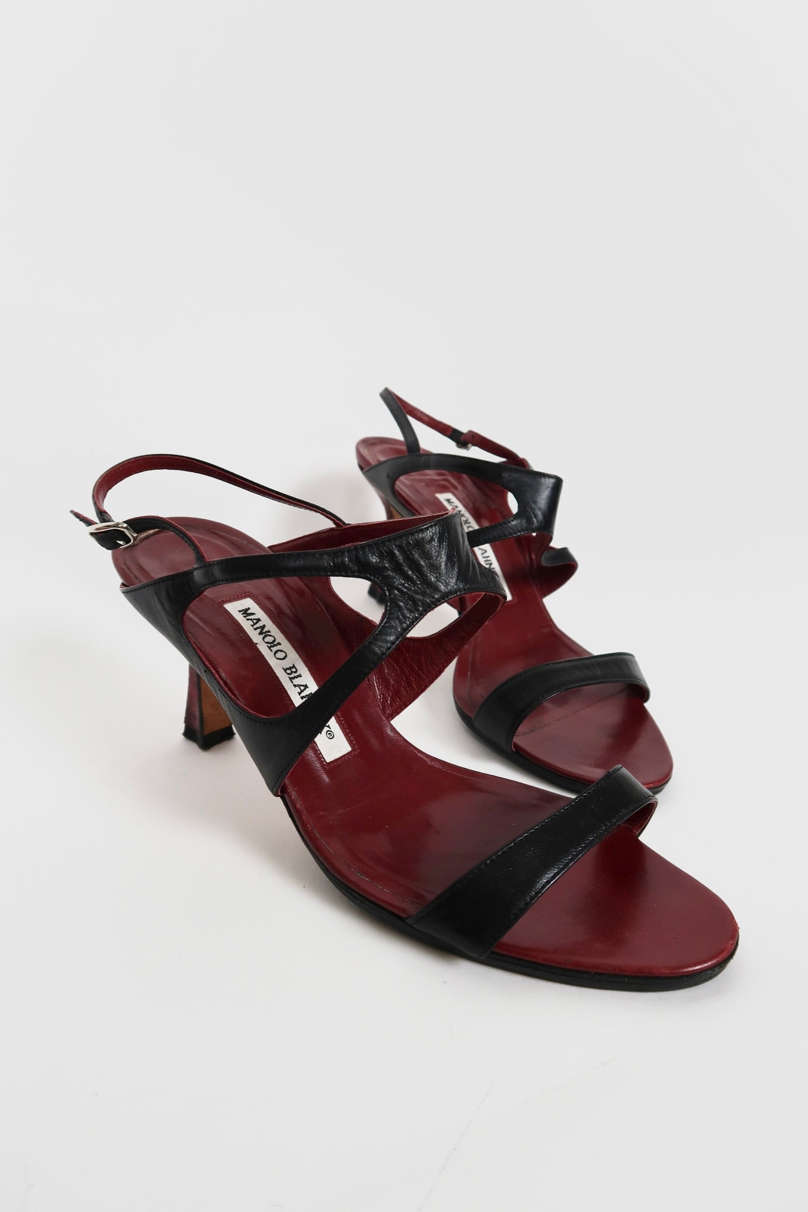 Vintage Manolo Blahnik black leather cut-out sandals, alternate view