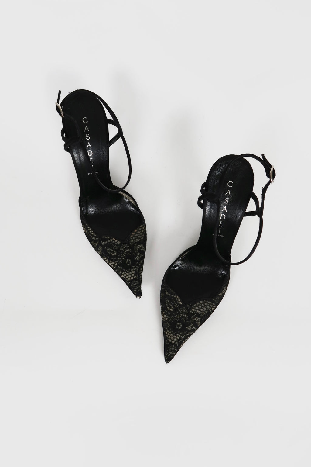 Vintage Casadei black lace pointed-toe pumps, alternate view