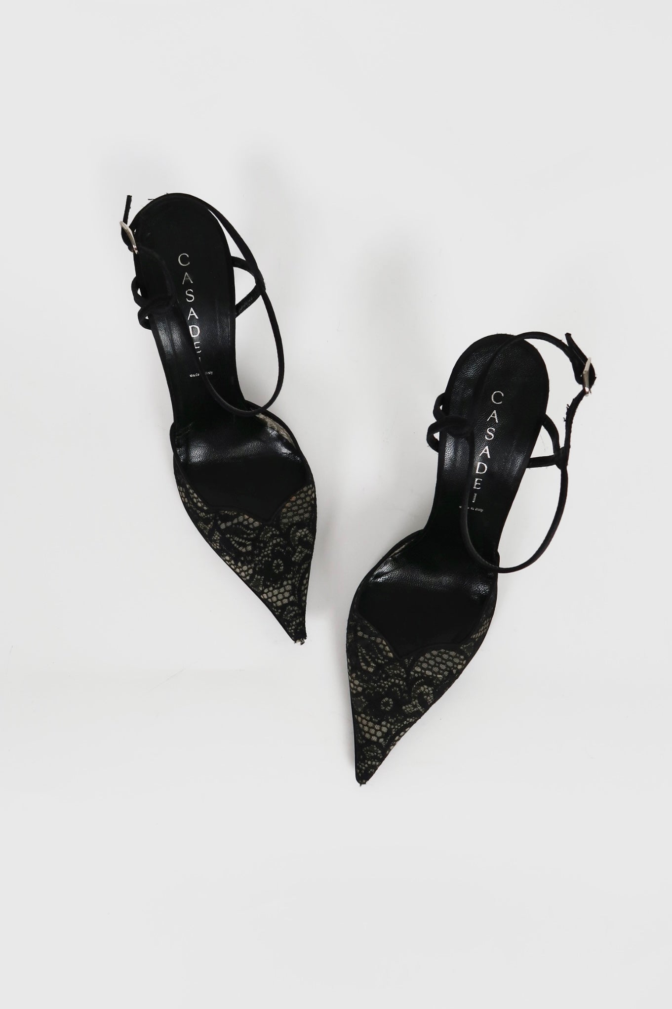 Vintage Casadei black lace pointed-toe pumps, alternate view