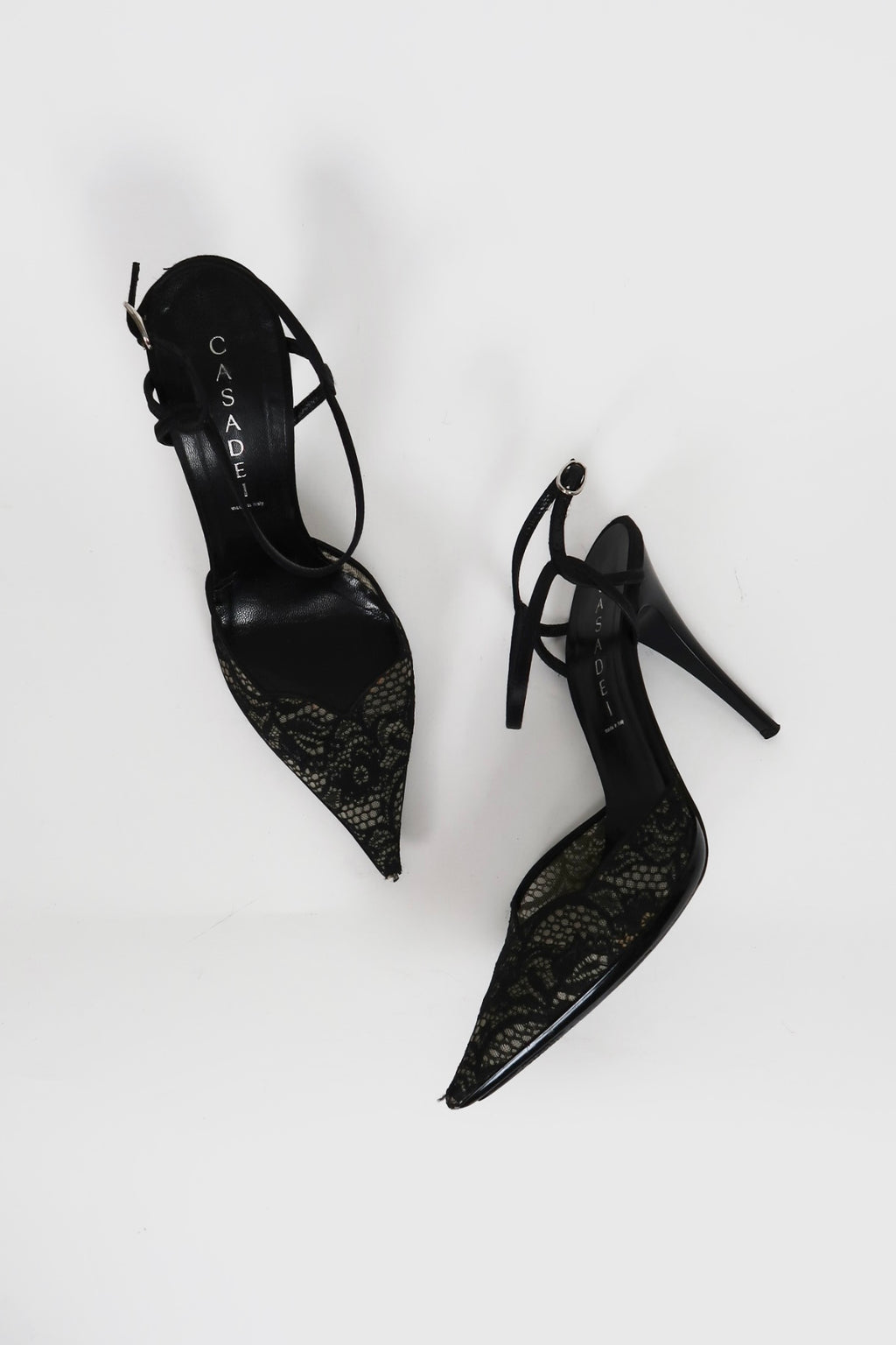 Vintage Casadei black lace pointed-toe pumps, alternate view