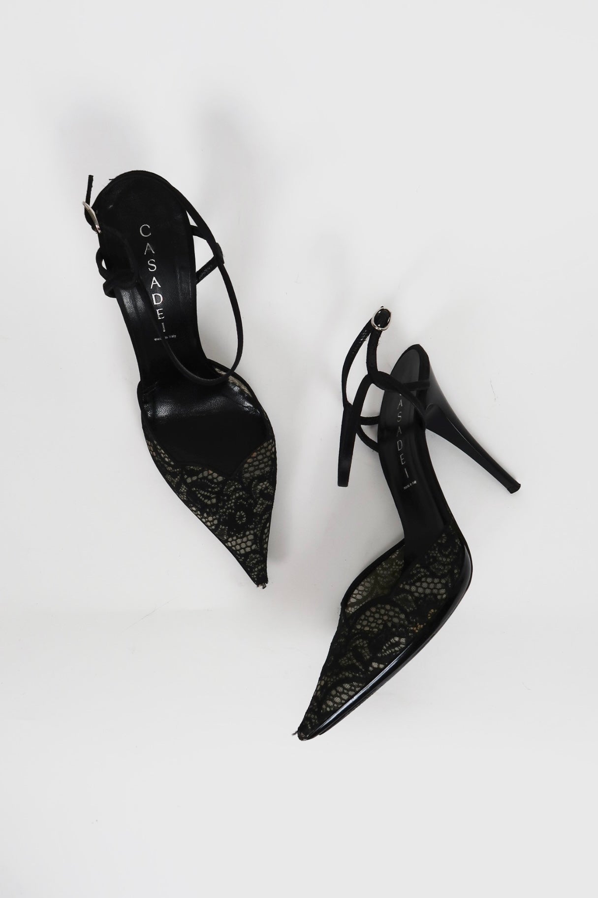 Vintage Casadei black lace pointed-toe pumps, alternate view