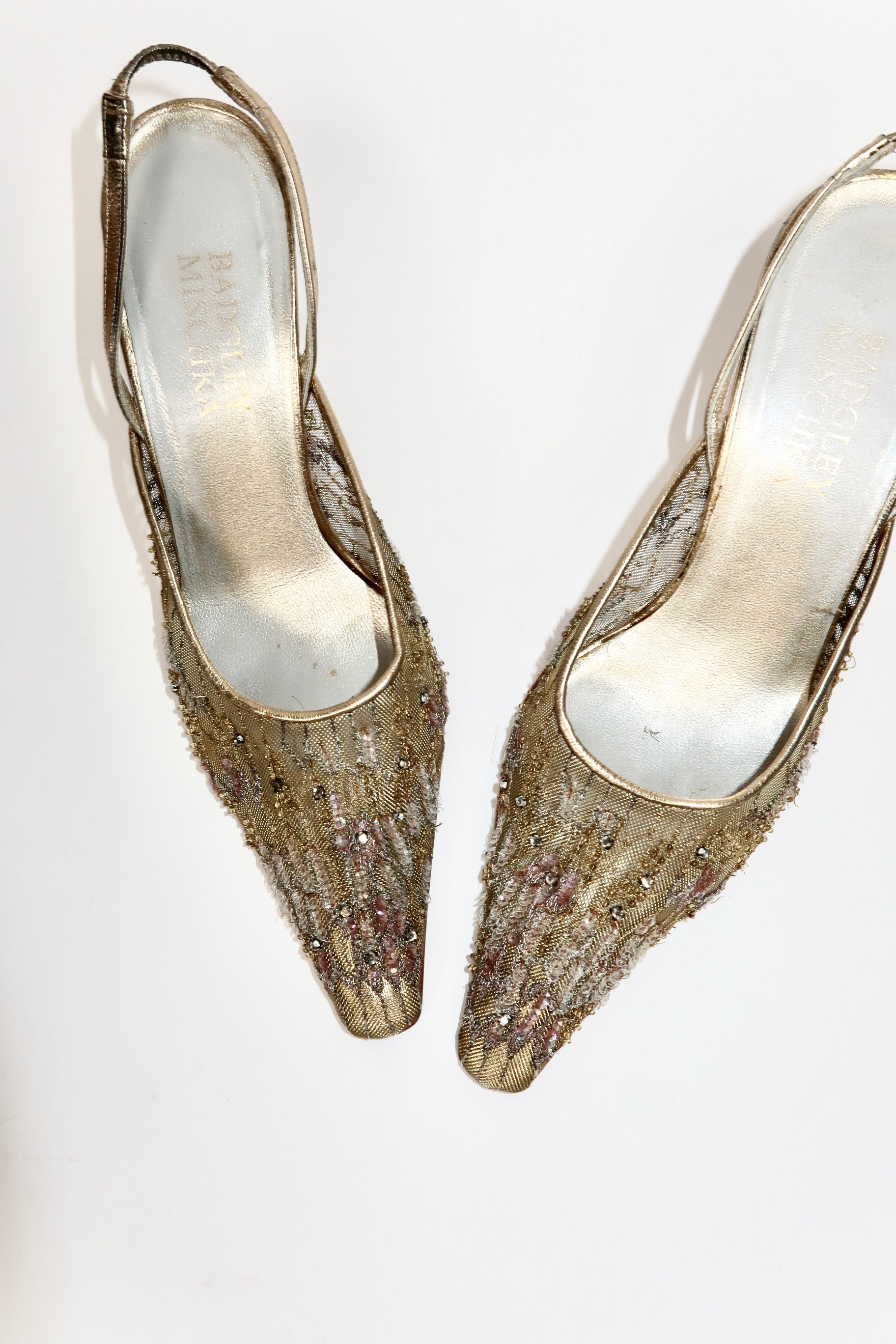 Vintage Badgley Mischka embroidered crystal heels, alternate view