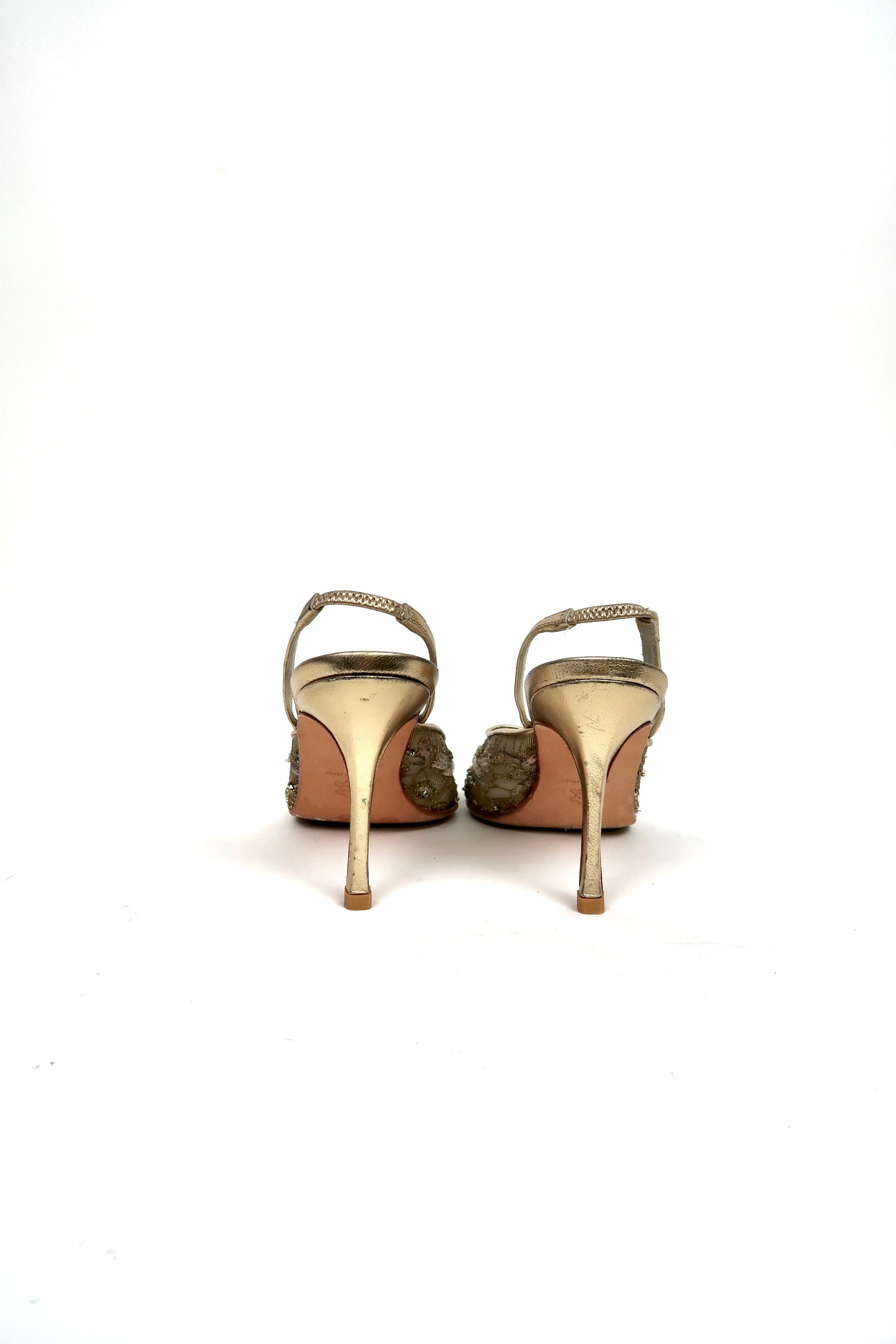 Vintage Badgley Mischka embroidered crystal heels, alternate view
