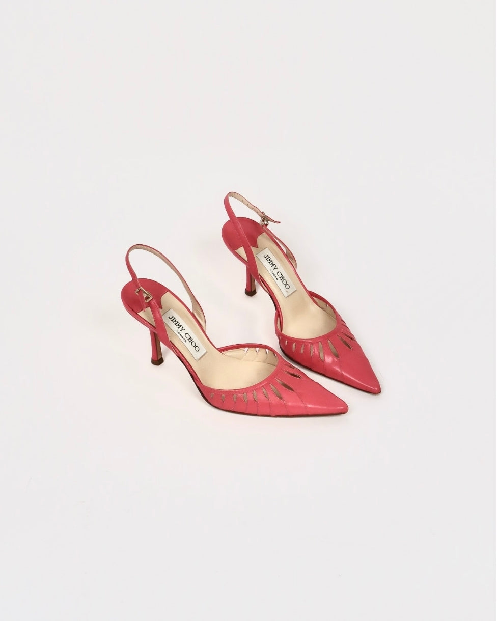 Jimmy Choo Pink Cut-Out Slingbacks