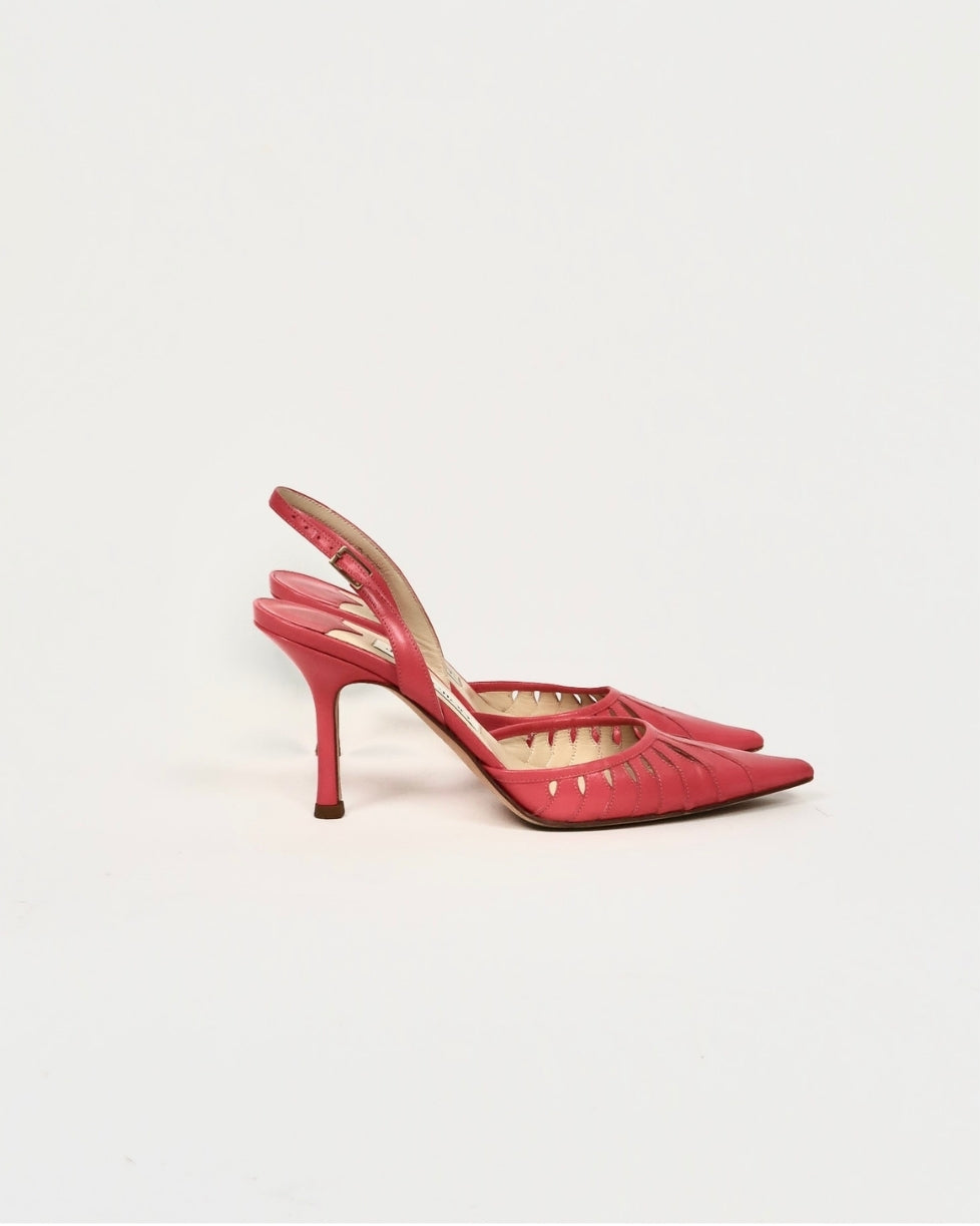 Jimmy Choo Pink Cut-Out Slingbacks