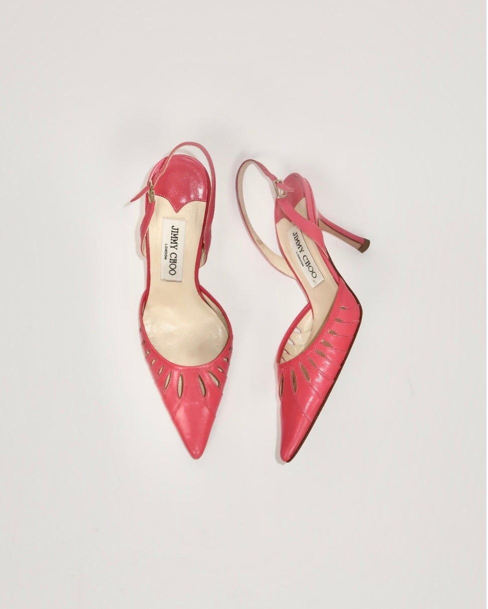 Jimmy Choo Pink Cut-Out Slingbacks