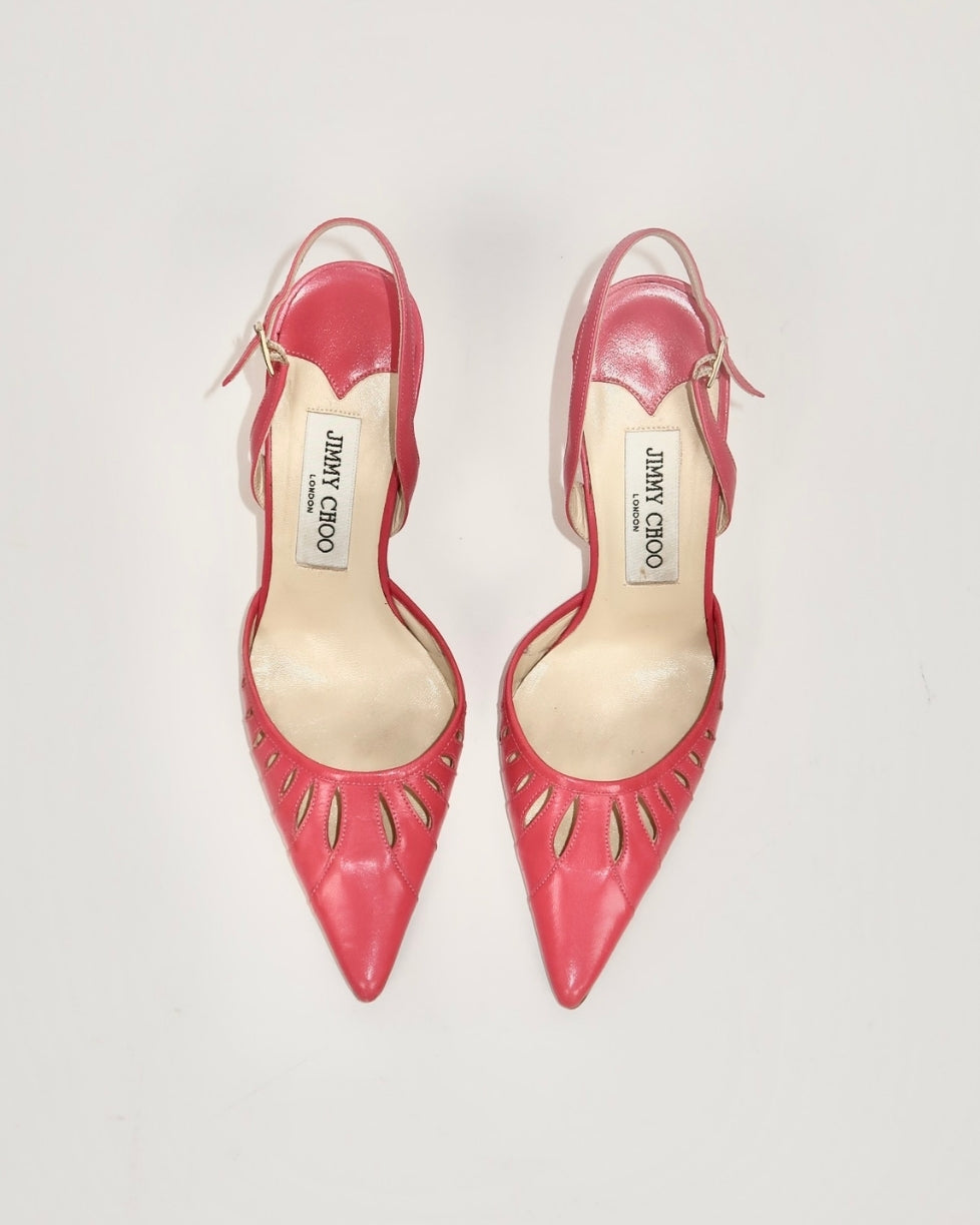 Jimmy Choo Pink Cut-Out Slingbacks