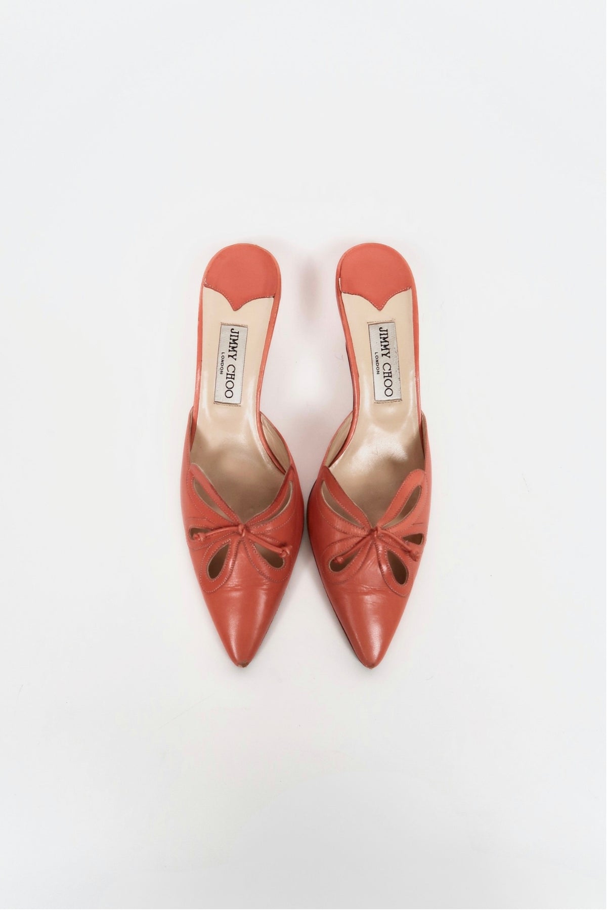 Vintage Jimmy Choo orange cut-out slingback heels