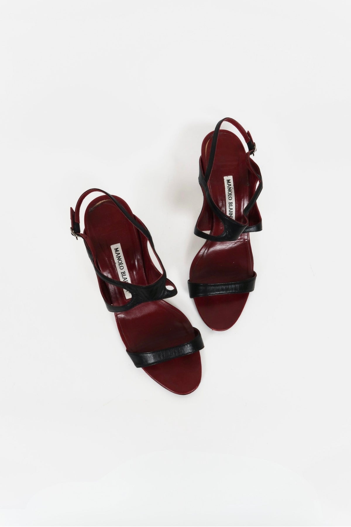 Vintage Manolo Blahnik black leather cut-out sandals