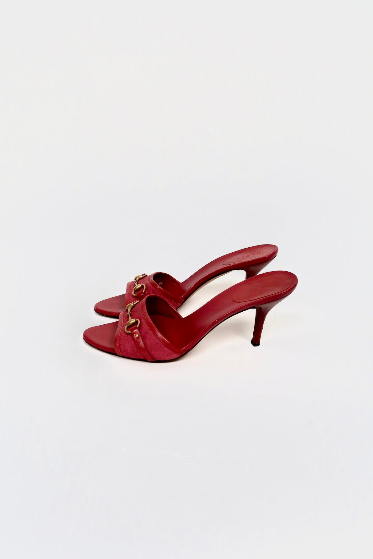 Vintage Gucci Tom Ford GG monogram horsebit heels, side view